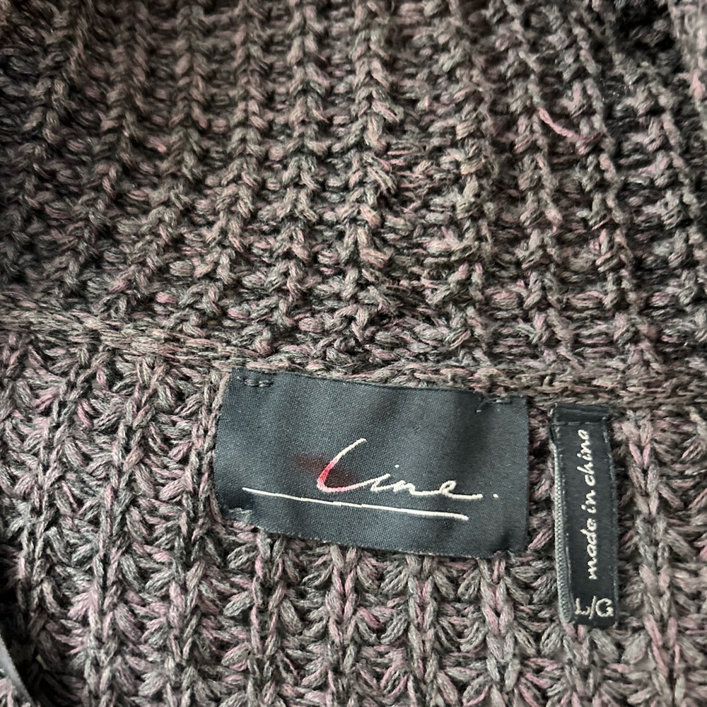 LINE Chunky Knit Cotton‎ Sweater Cardigan Purple Gray L - Picture 4 of 9